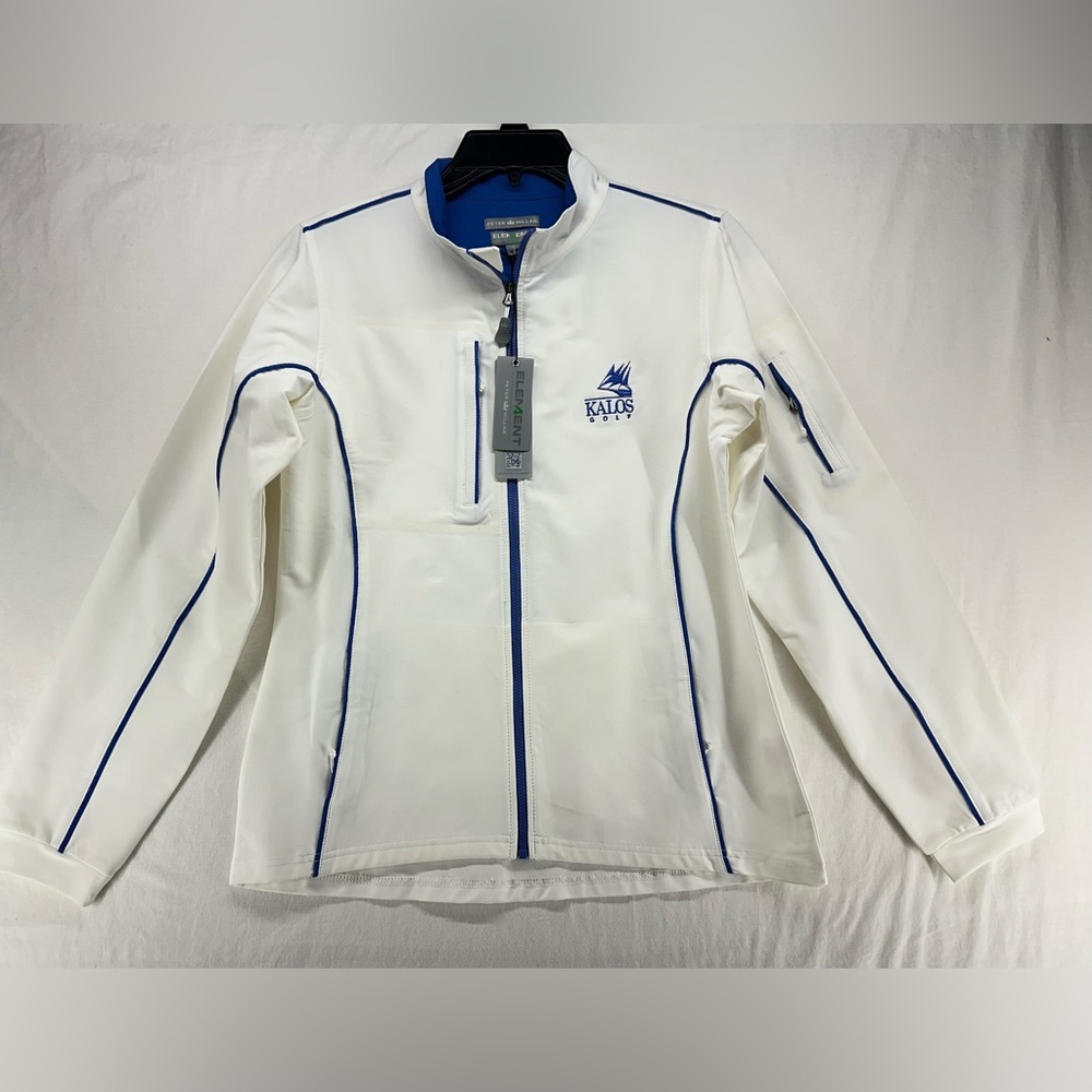 Peter Millar Element Full-Zip Kalos Golf Logo White Blue Trim Womens‎ Size S